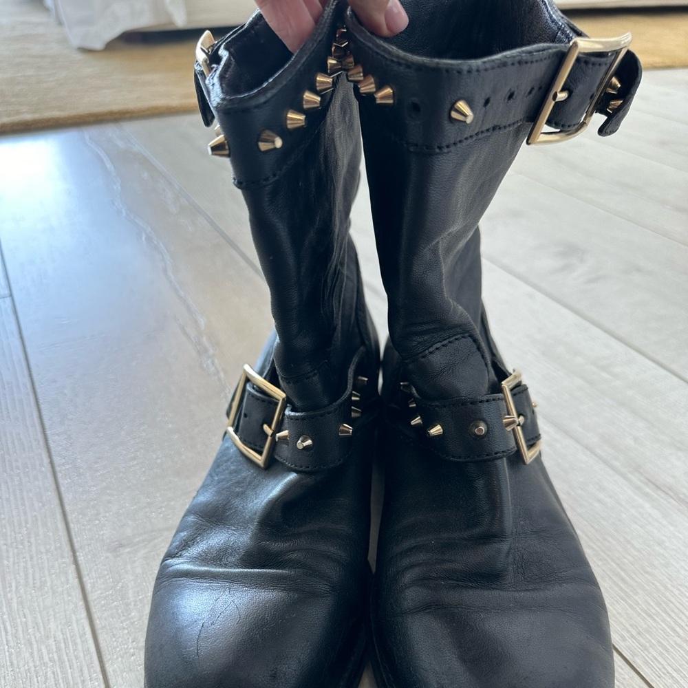 Jimmy choo biker boots with golden studs and belt size 38